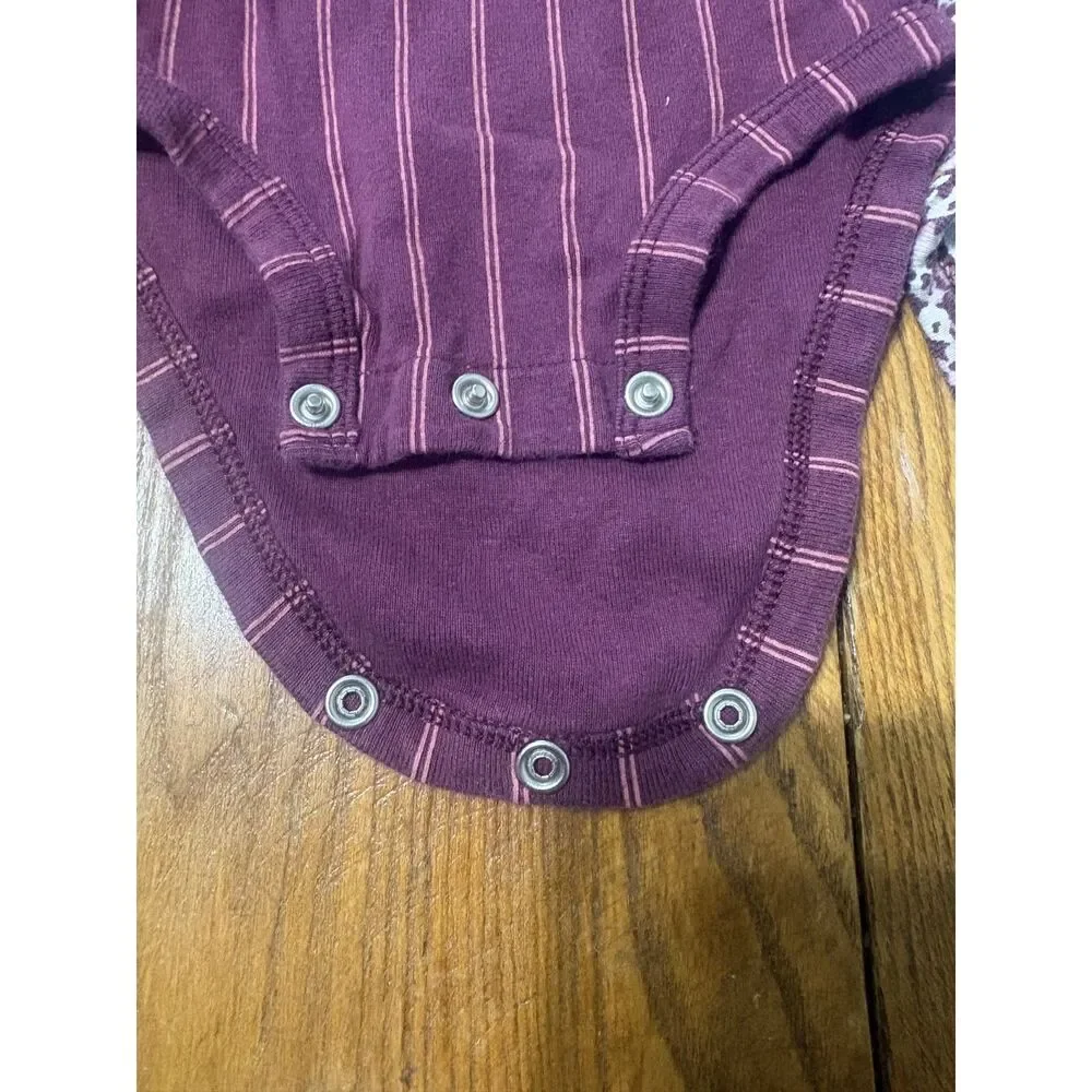 2 Carter's 9M Snap Baby Girl Bodysuit Stripes and Flowers